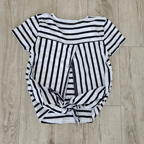 J. Crew Tie Back Top, Size Small, White with Navy Stripes - Picture 2 of 8